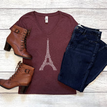 Load image into Gallery viewer, Paris Eiffel Tower V-Neck Tee