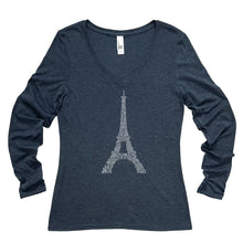 Load image into Gallery viewer, Paris Eiffel Tower Long Sleeve V Neck Tee