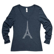 Load image into Gallery viewer, Paris Eiffel Tower Long Sleeve V Neck Tee
